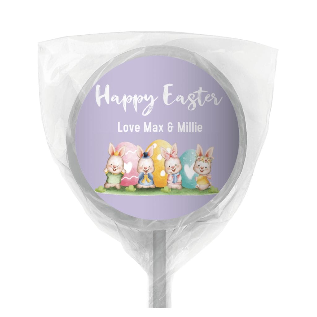 watercolour easter bunnies lollipop white custom