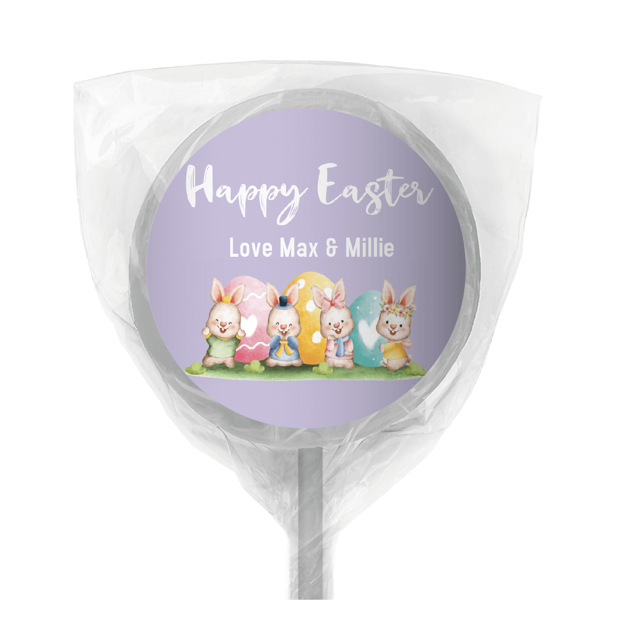 watercolour easter bunnies lollipop white custom