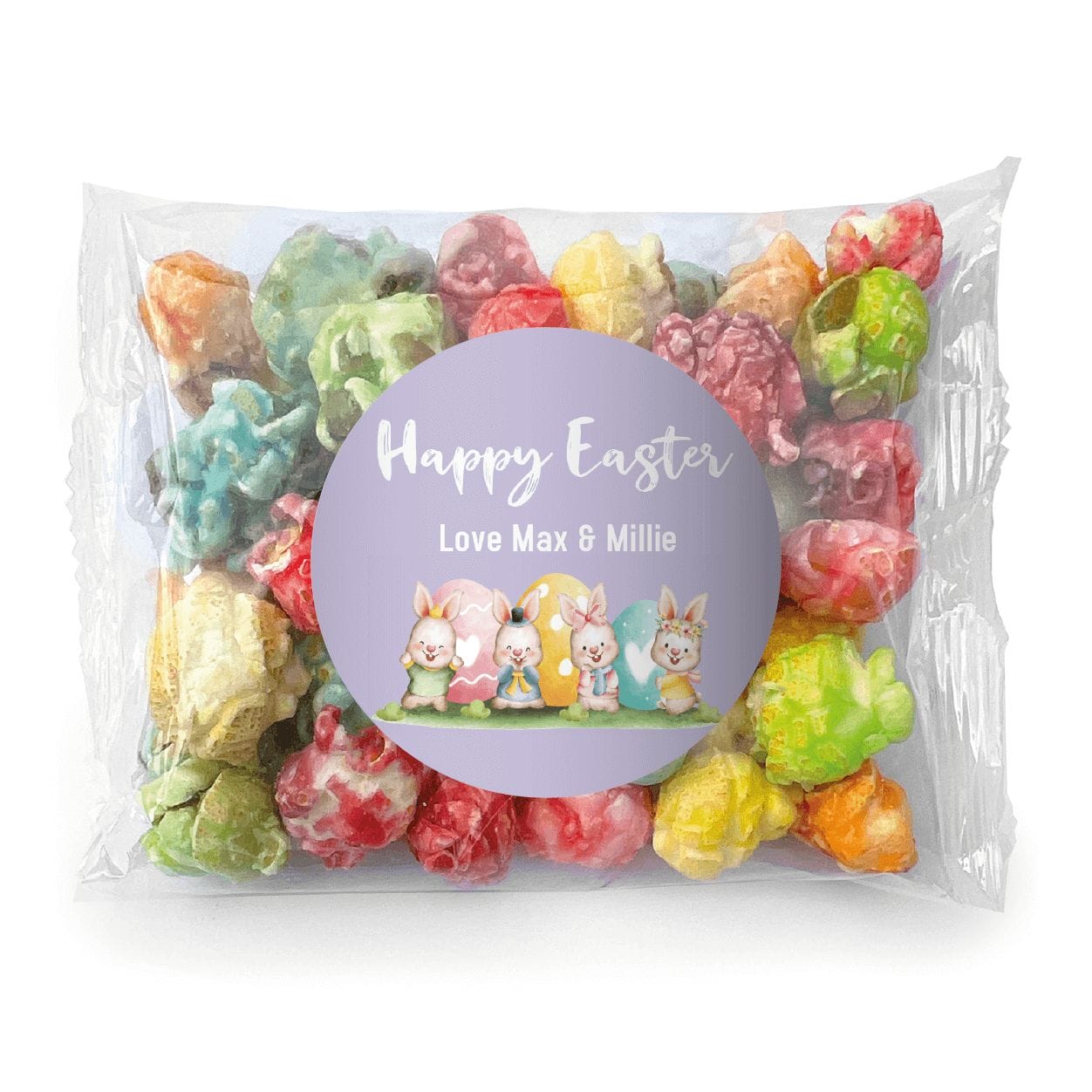 watercolour easter bunnies popcorn rainbow custom