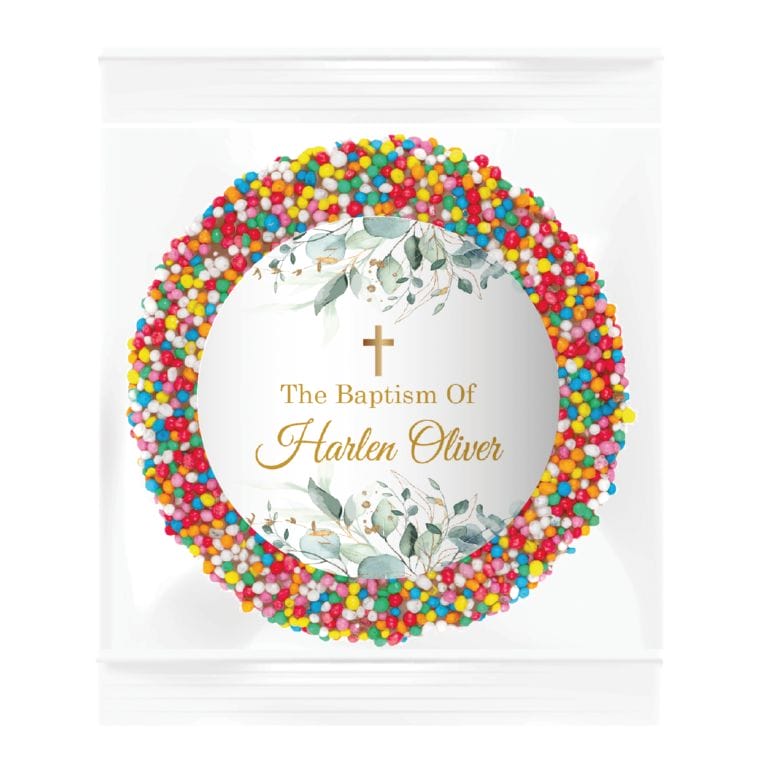 Green Leaves & Gold Cross Custom Premium Chocolate Giant Freckle