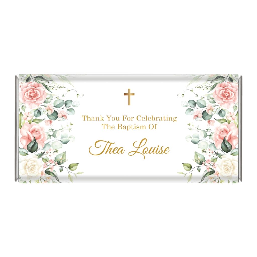 pink and cream roses bomboniere chocolate