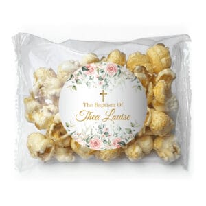 pink and cream roses bomboniere popcorn