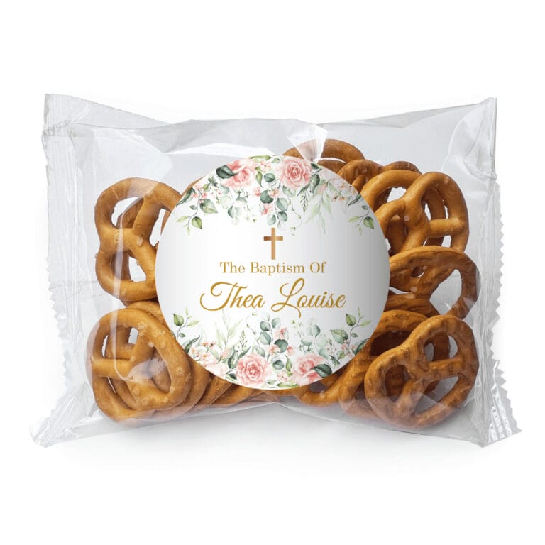 Pink & Cream Roses & Cross Custom Pretzel Bags