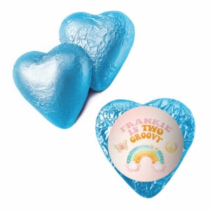 tie dye personalised chocolate bar party favours