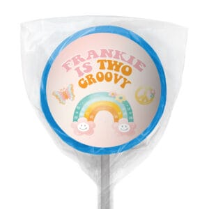groovy retro blue lollipop party favours