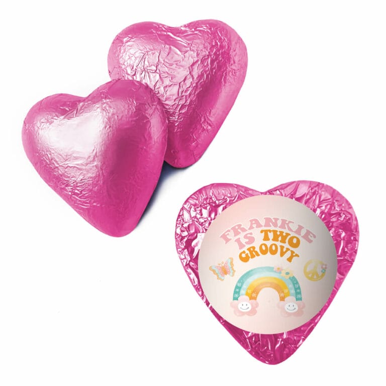 Groovy Retro Theme Custom Foil Chocolate Hearts