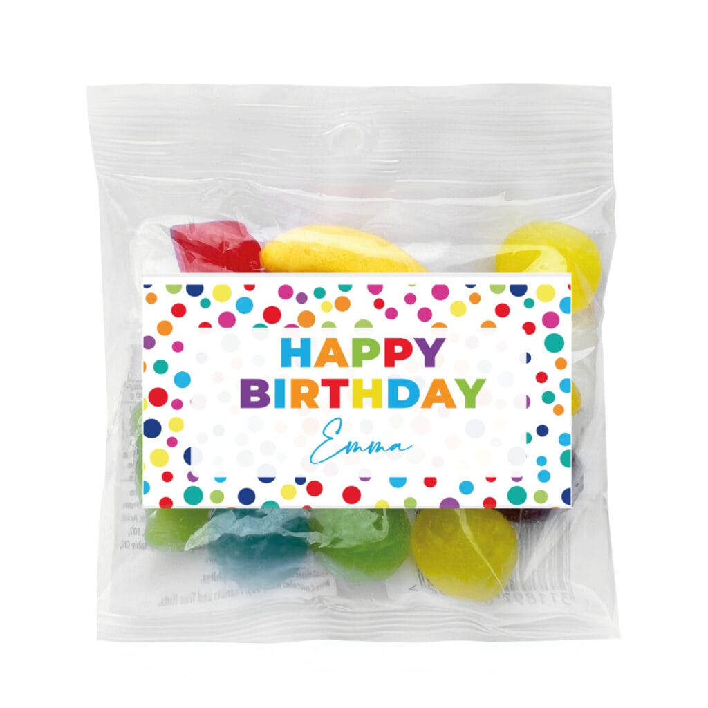 rainbow polka dots personalised lolly bags