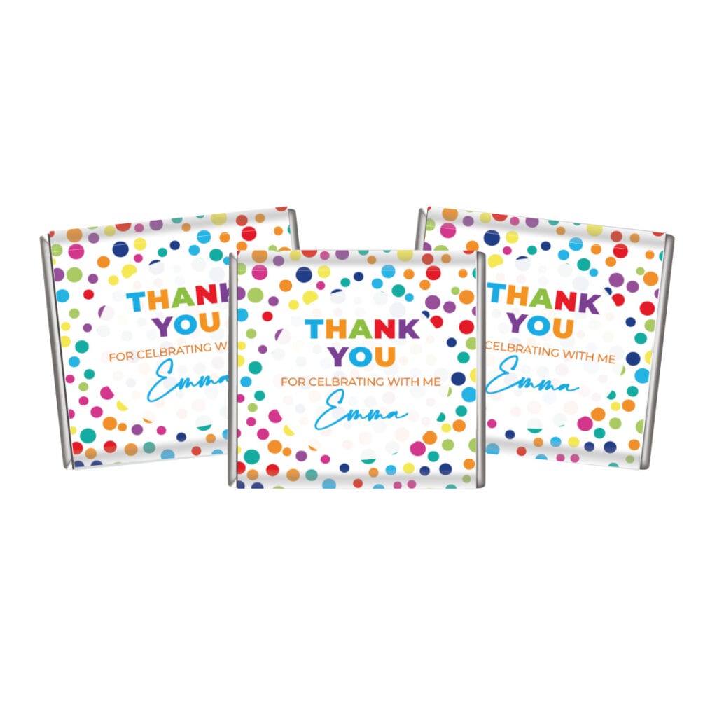 rainbow polka dots personalised chocolate mini
