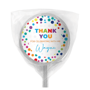 rainbow polka dots personalised lollipops