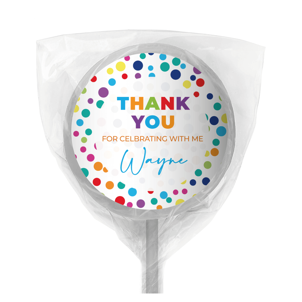 rainbow polka dots personalised lollipops