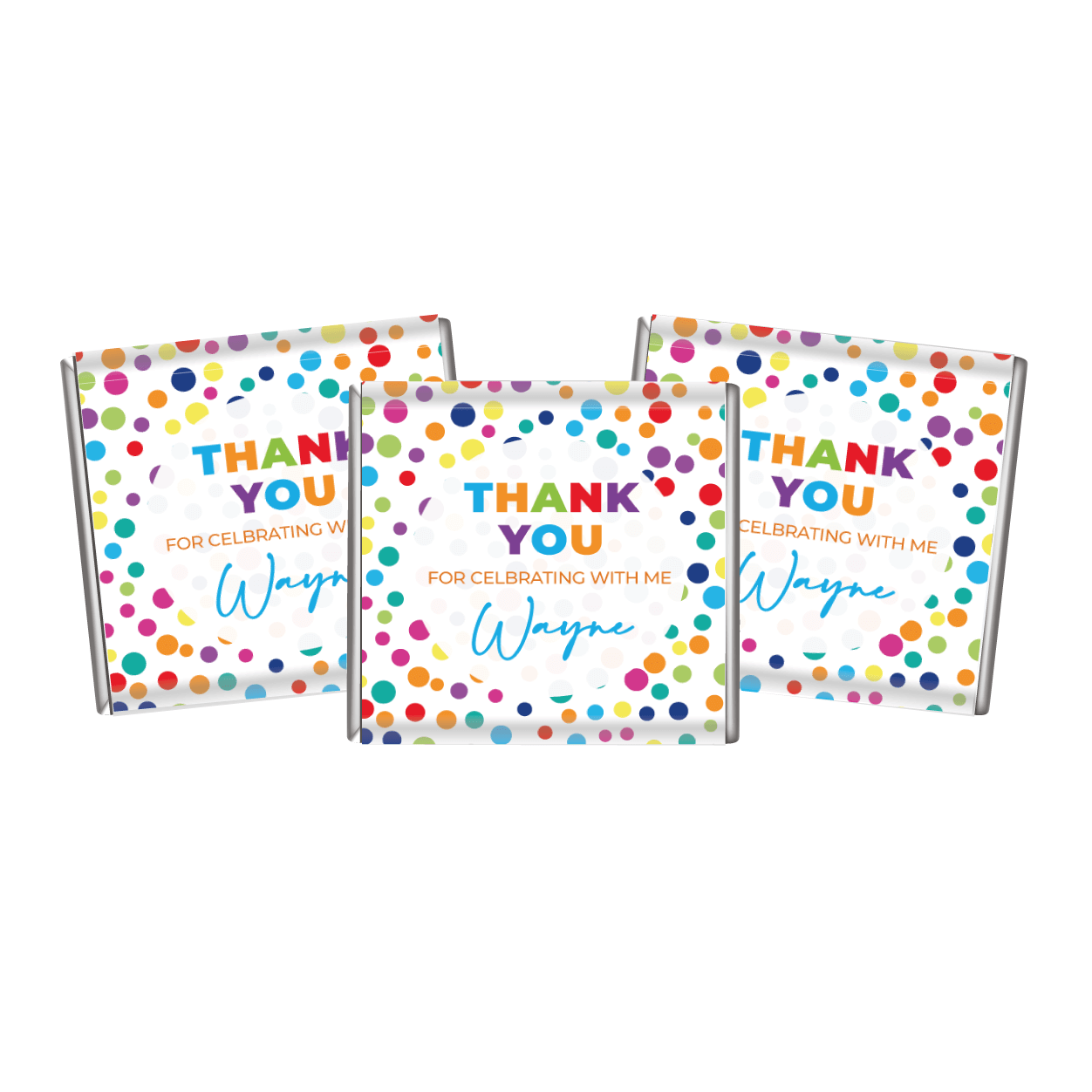 rainbow polka dots personalised mini chocolates
