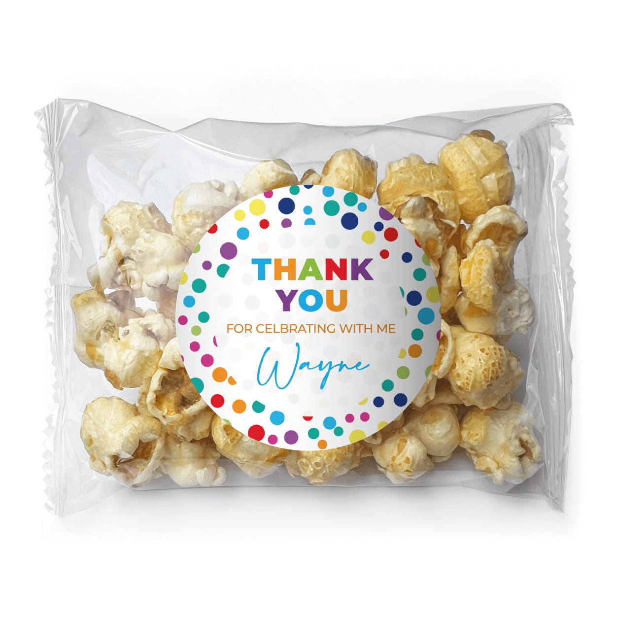 rainbow polka dots personalised popcorn