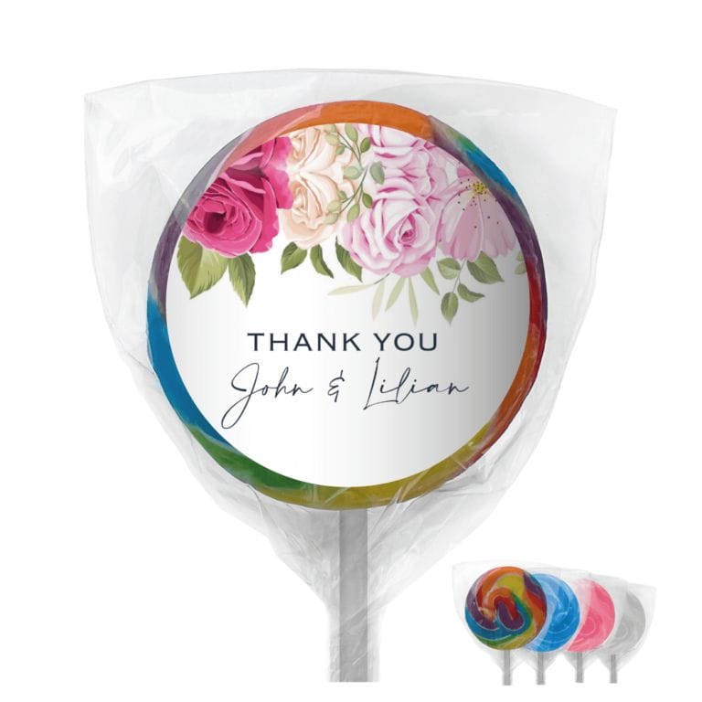 Rose Waterfall Custom Lollipop Favors