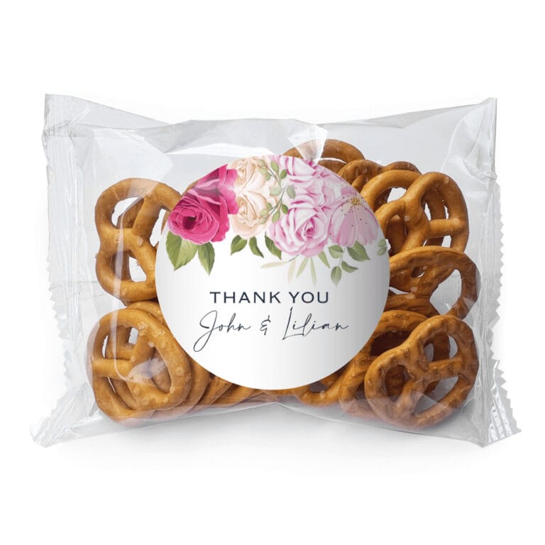 Rose Waterfall Custom Pretzel Bag Favors