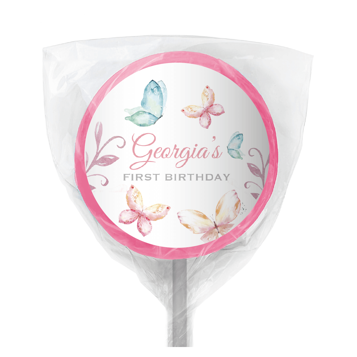 watercolour butterflies lollipop pink
