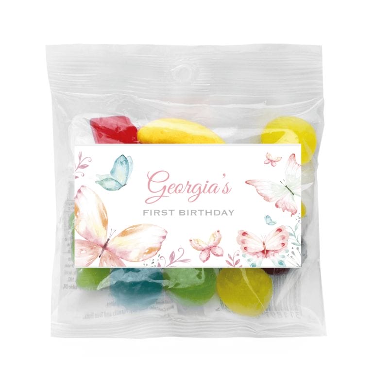 Pastel Butterfly Theme Personalised Lolly Bags