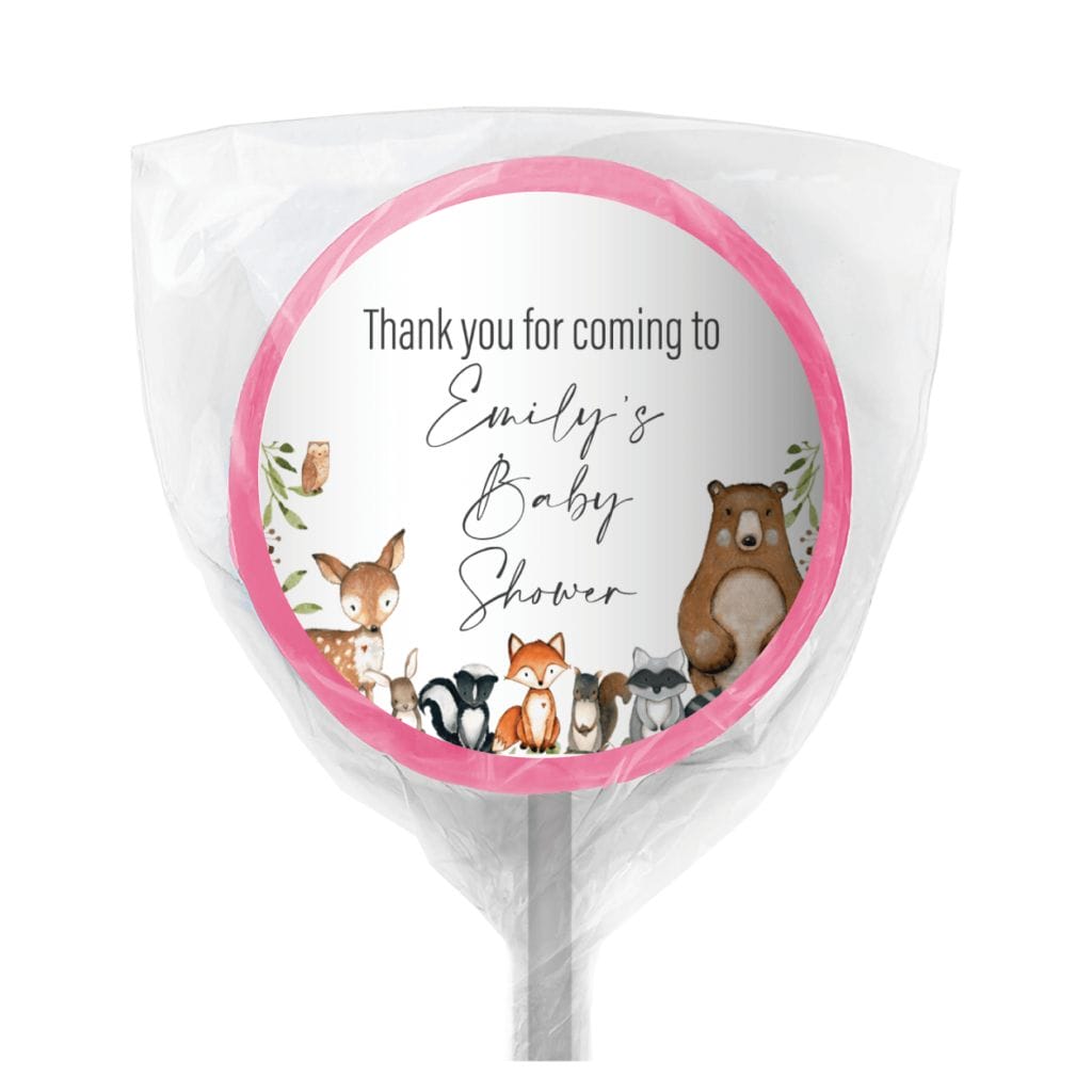 woodlands watercolour animals lollipop pink (2)