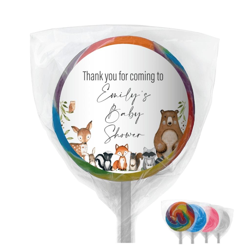 woodlands watercolour animals lollipops custom