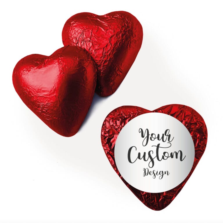 Custom Designed Personalised Foil Mini Chocolate Hearts