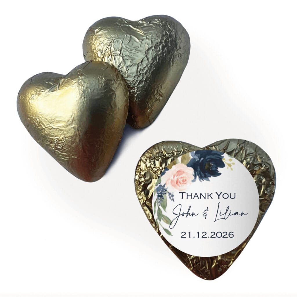 pink & cream roses & cross custom foil chocolate hearts (copy)