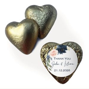 pink & cream roses & cross custom foil chocolate hearts (copy)