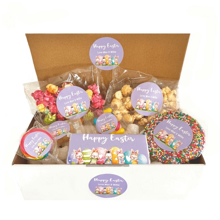 Personalised Watercolour Bunnies 7-Piece Easter Gift Box