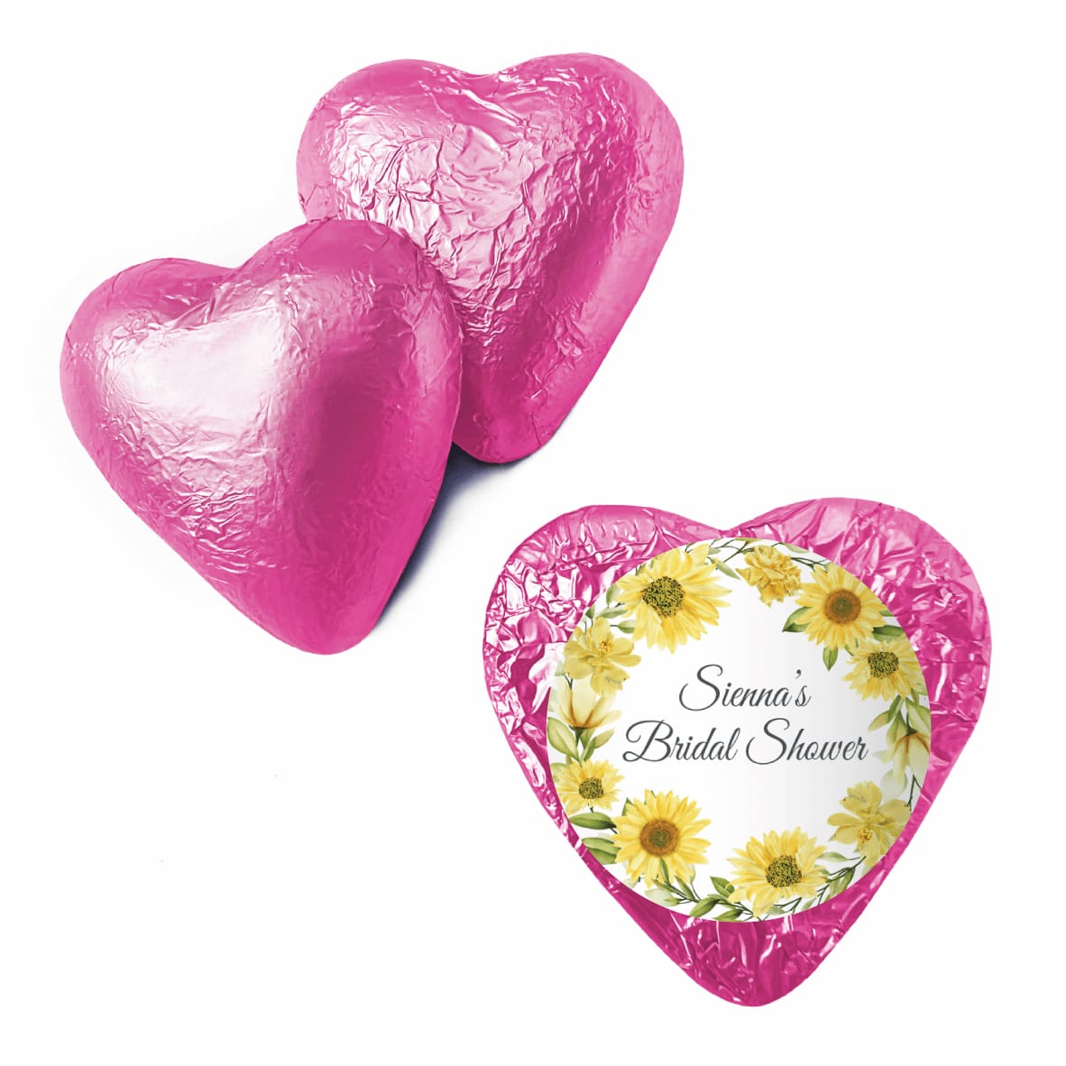 sunflowers theme custom foil chocolate hearts