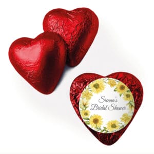 sunflowers theme custom foil chocolate hearts