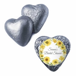 sunflowers theme custom foil chocolate hearts