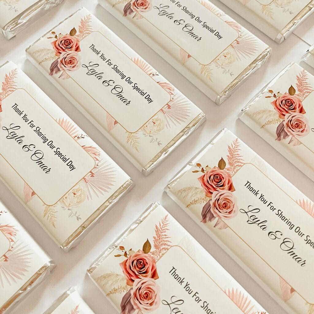 dried palms boho floral design chocolate bars