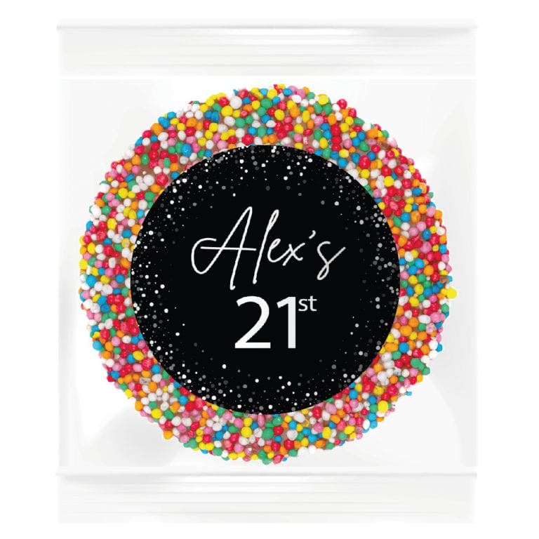 Black & White Confetti Personalised Giant Chocolate Freckle