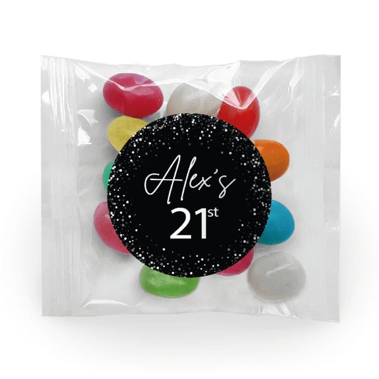 Black & White Confetti Personalised Jelly Bean Bags
