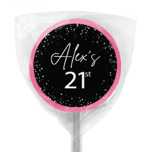 black white confetti lollipop pink