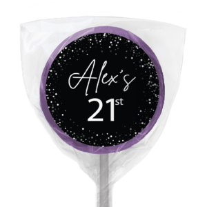 black white confetti lollipop purple