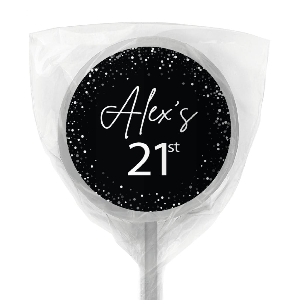 black white confetti lollipop white