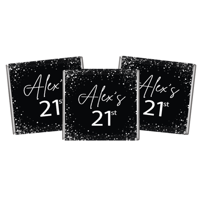 Black & White Confetti Petite Personalised Chocolates