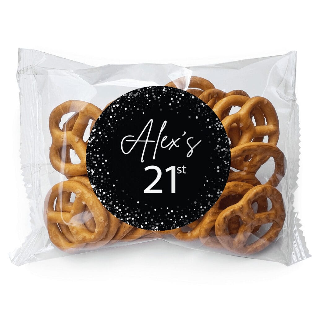 black white confetti pretzel