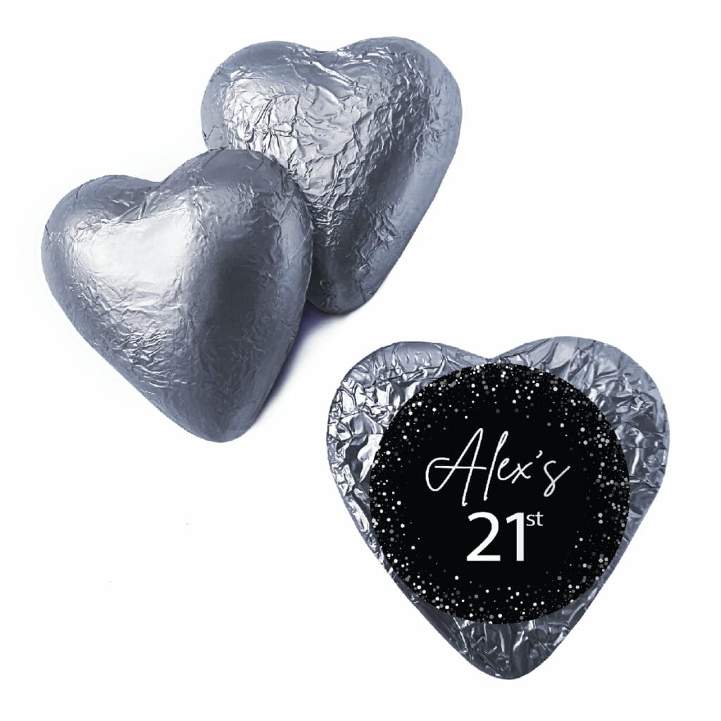 black white confetti silver heart