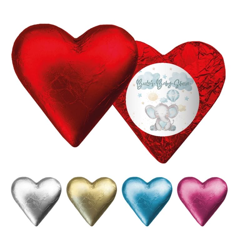 Blue Baby Elephant Personalised Foil Chocolate Hearts