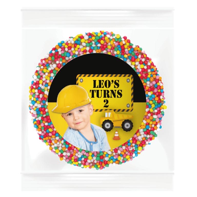 Add A Photo Construction Party Personalised Giant Chocolate Freckle