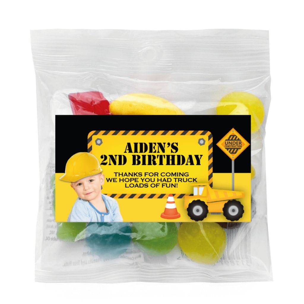 Shop for Construction Party Personalised Lolly Bags with Photo - Australia