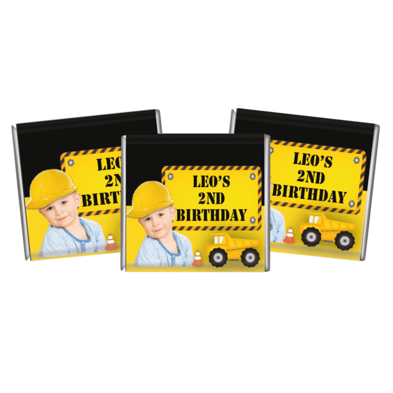 Add a Photo Construction Party Personalised Petite Chocolates