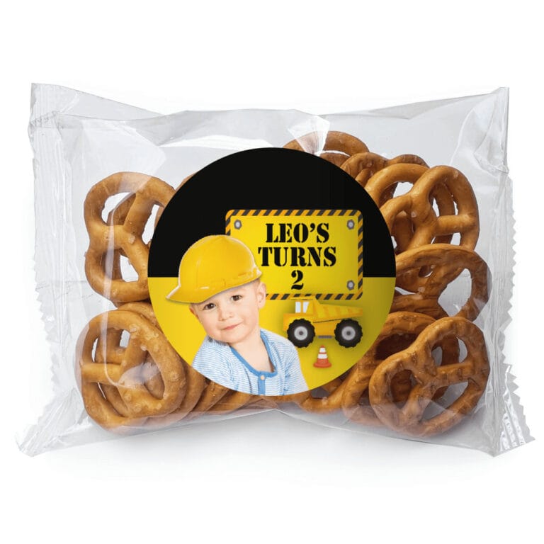 Add a Photo Construction Party Personalised Pretzel Bags