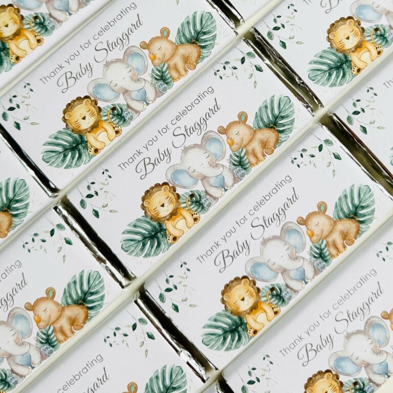 Sleepy Safari Animals Personalised Chocolate Bars