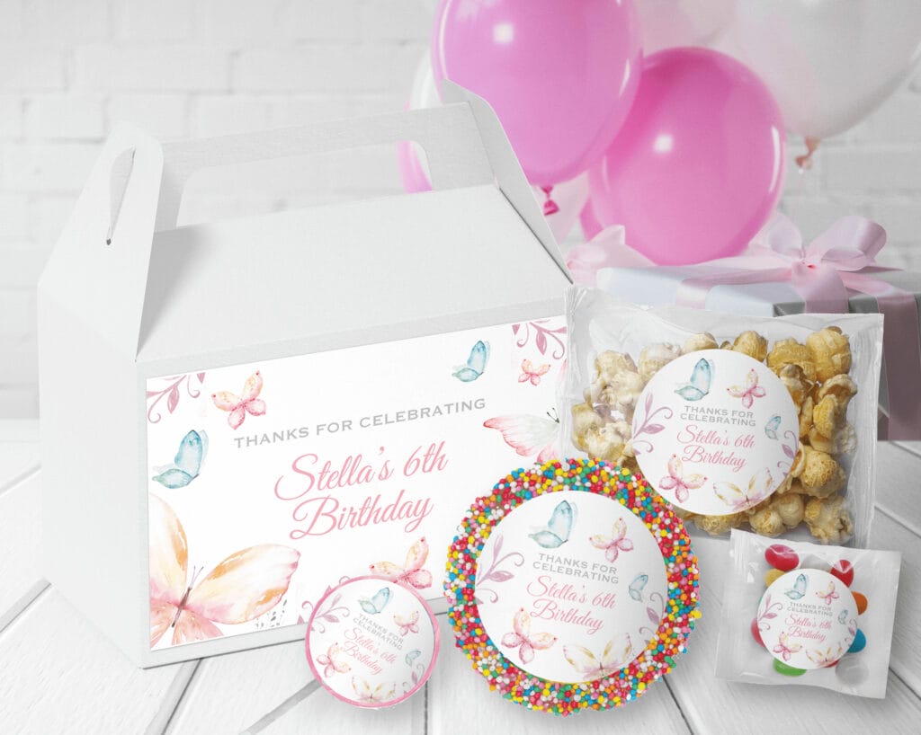 watercolour butterflies personalised party favours pack