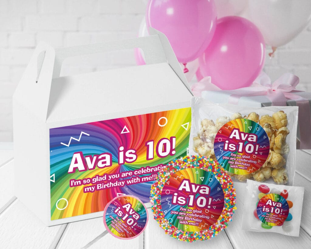 rainbow rays personalised party favours pack