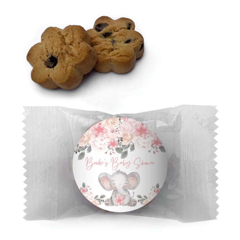 Pink Floral Elephant Personalised Mini Cookies