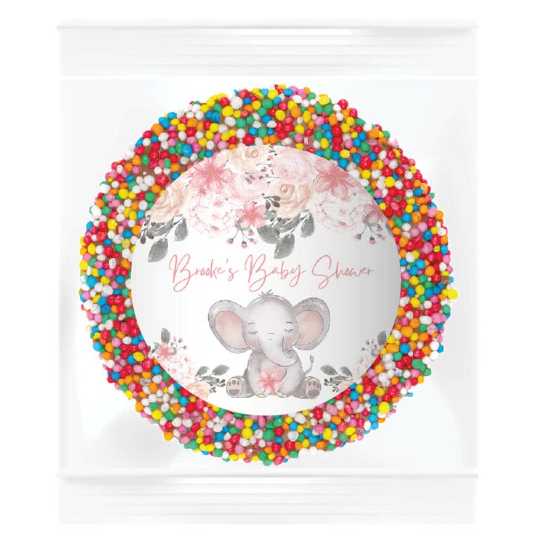 Pink Floral Elephant Personalised Giant Chocolate Freckle