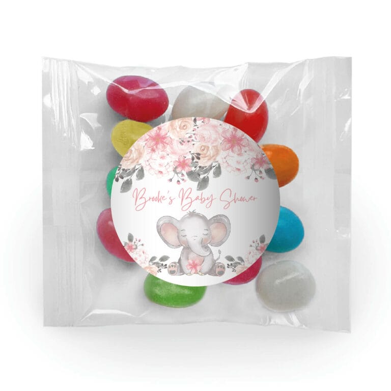 Pink Floral Elephant Personalised Jelly Bean Bags