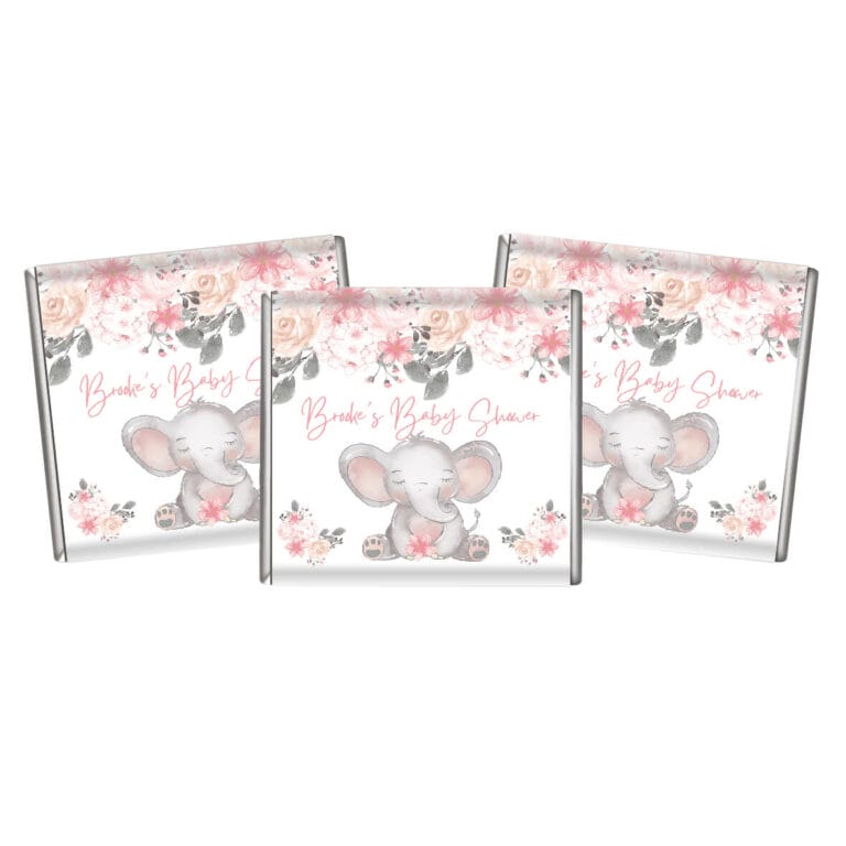 Pink Floral Elephant Custom Petite Chocolates